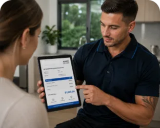 Plumber explaining a service estimate in Woolloomooloo