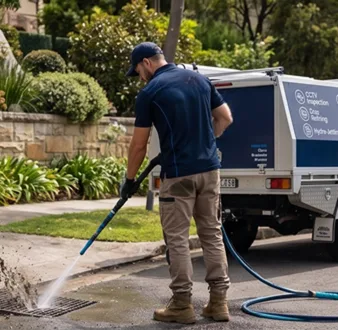 Plumber tracing a drain smell in Woolloomooloo
